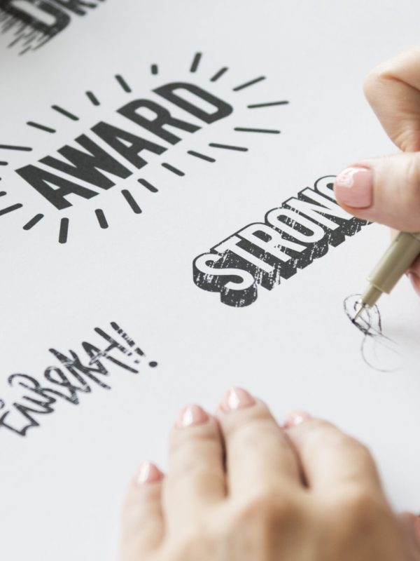 Woman Drawing Illustartion Pad Paper Palette Font Design Words Woman Drawing Illustartion Pad Paper Palette Font Design Words